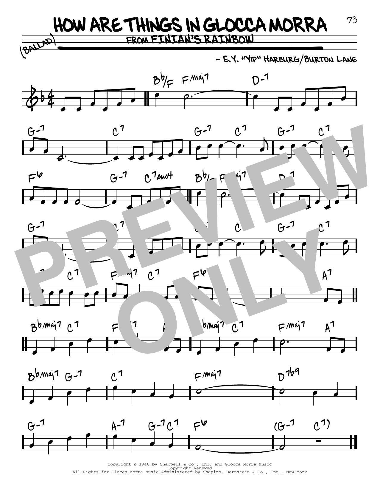 Download Burton Lane How Are Things In Glocca Morra Sheet Music