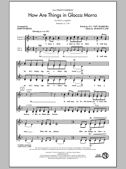 Download John Purifoy How Are Things In Glocca Morra Sheet Music