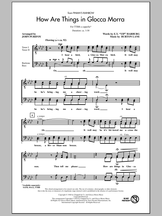 Download John Purifoy How Are Things In Glocca Morra Sheet Music