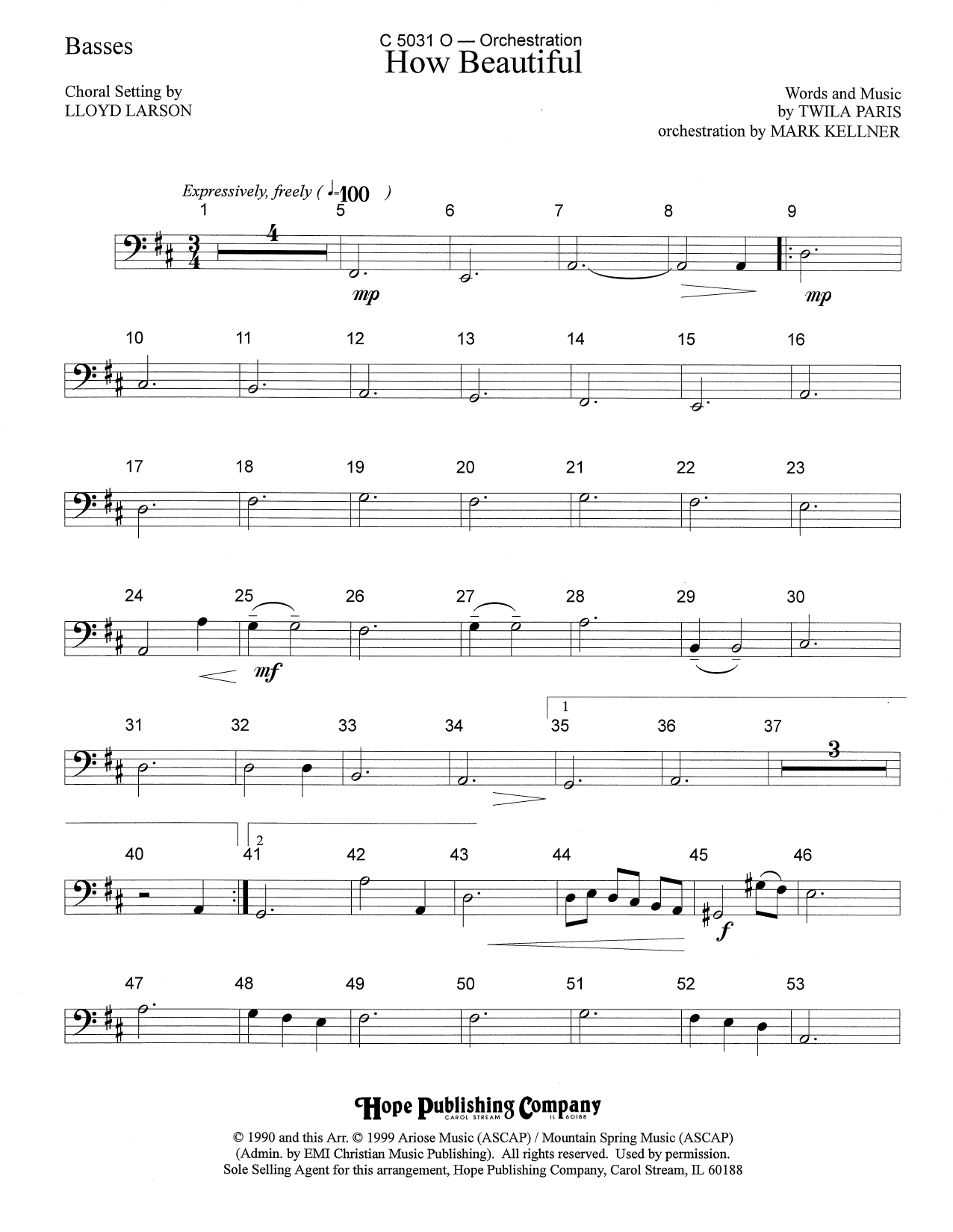 Download Mark Kellner How Beautiful - Bass Sheet Music