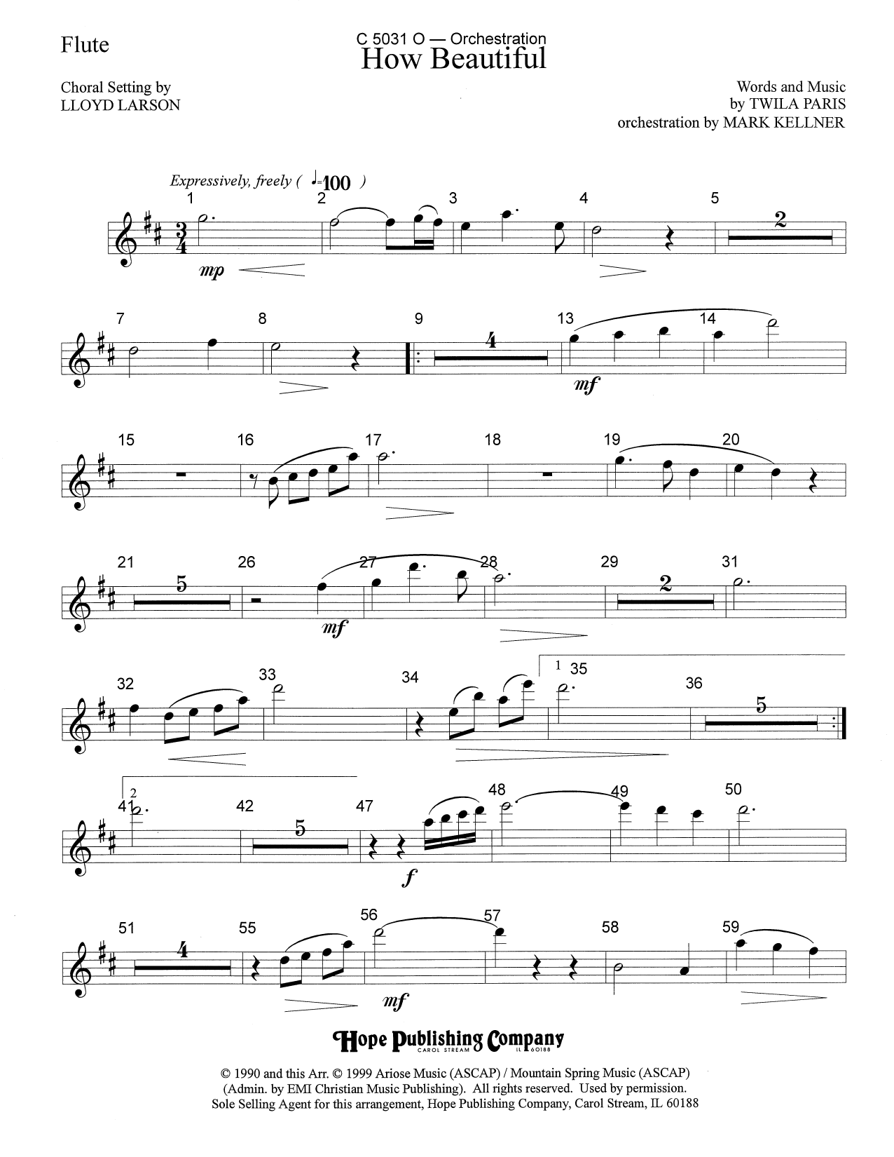 Download Mark Kellner How Beautiful - Flute Sheet Music