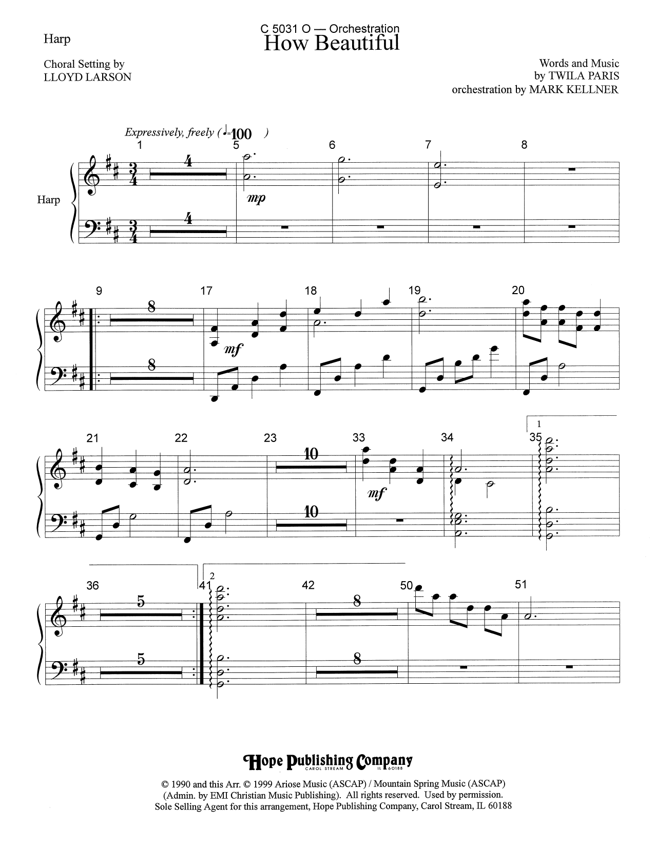 Download Mark Kellner How Beautiful - Harp Sheet Music
