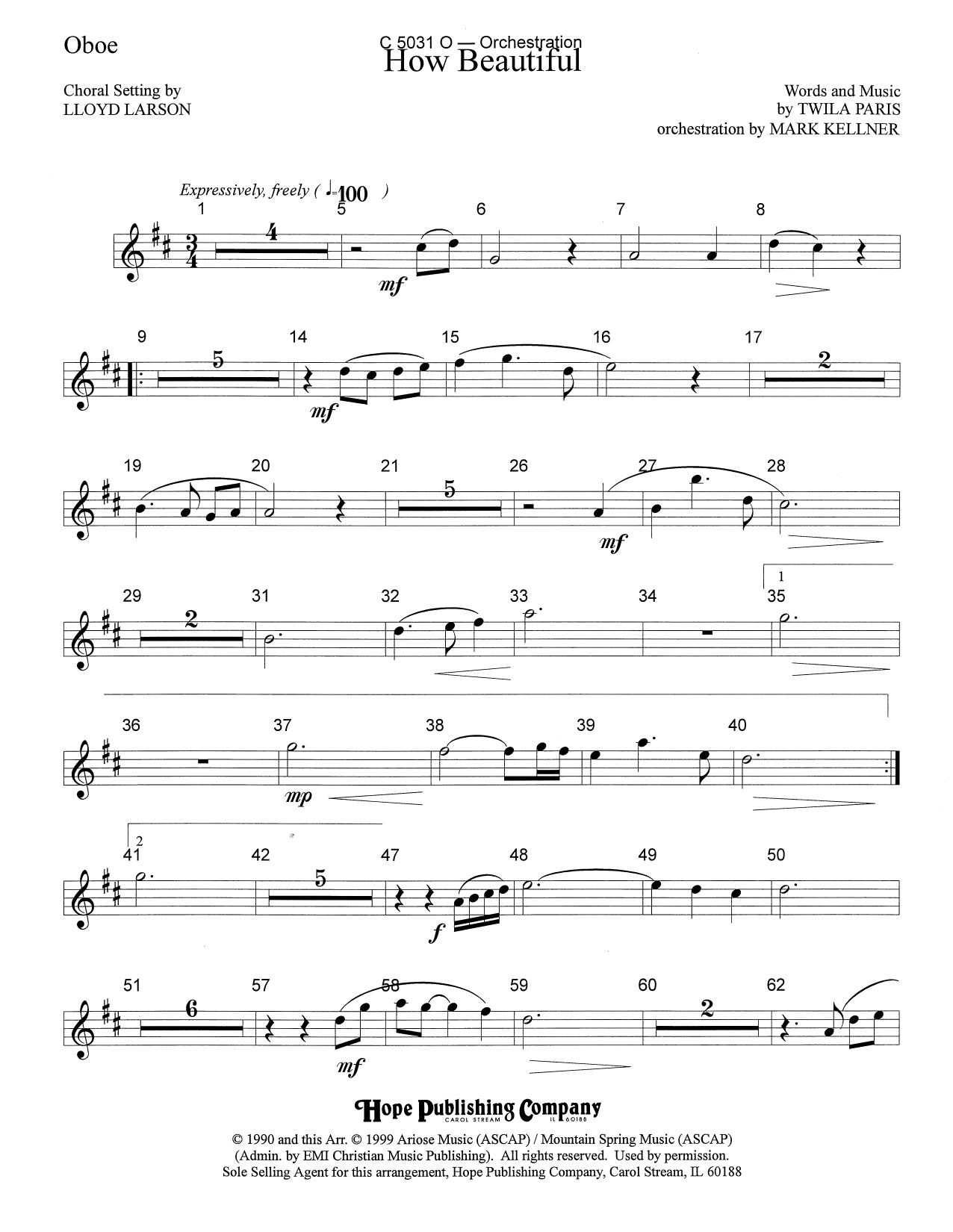 Download Mark Kellner How Beautiful - Oboe Sheet Music