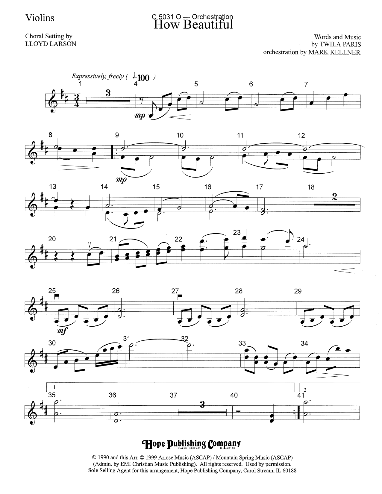 Download Mark Kellner How Beautiful - Violin Sheet Music