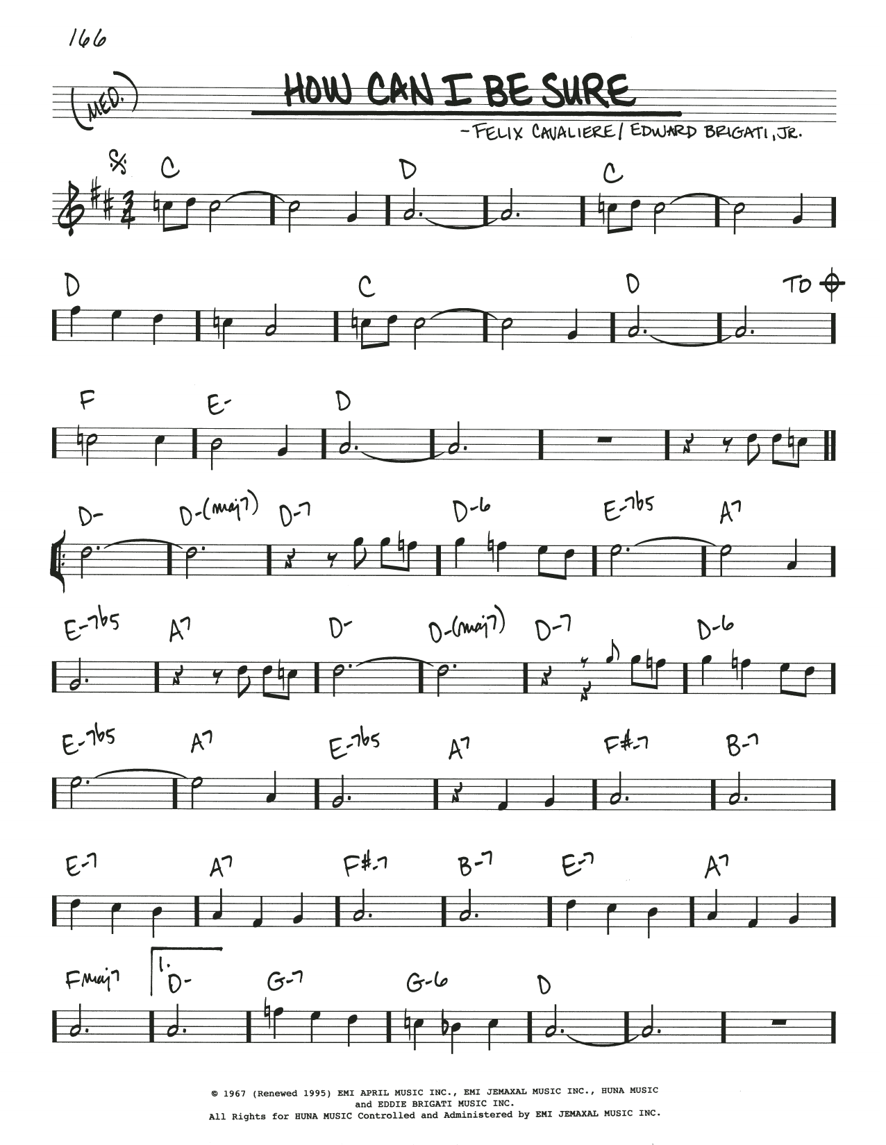 Download The Young Rascals How Can I Be Sure Sheet Music