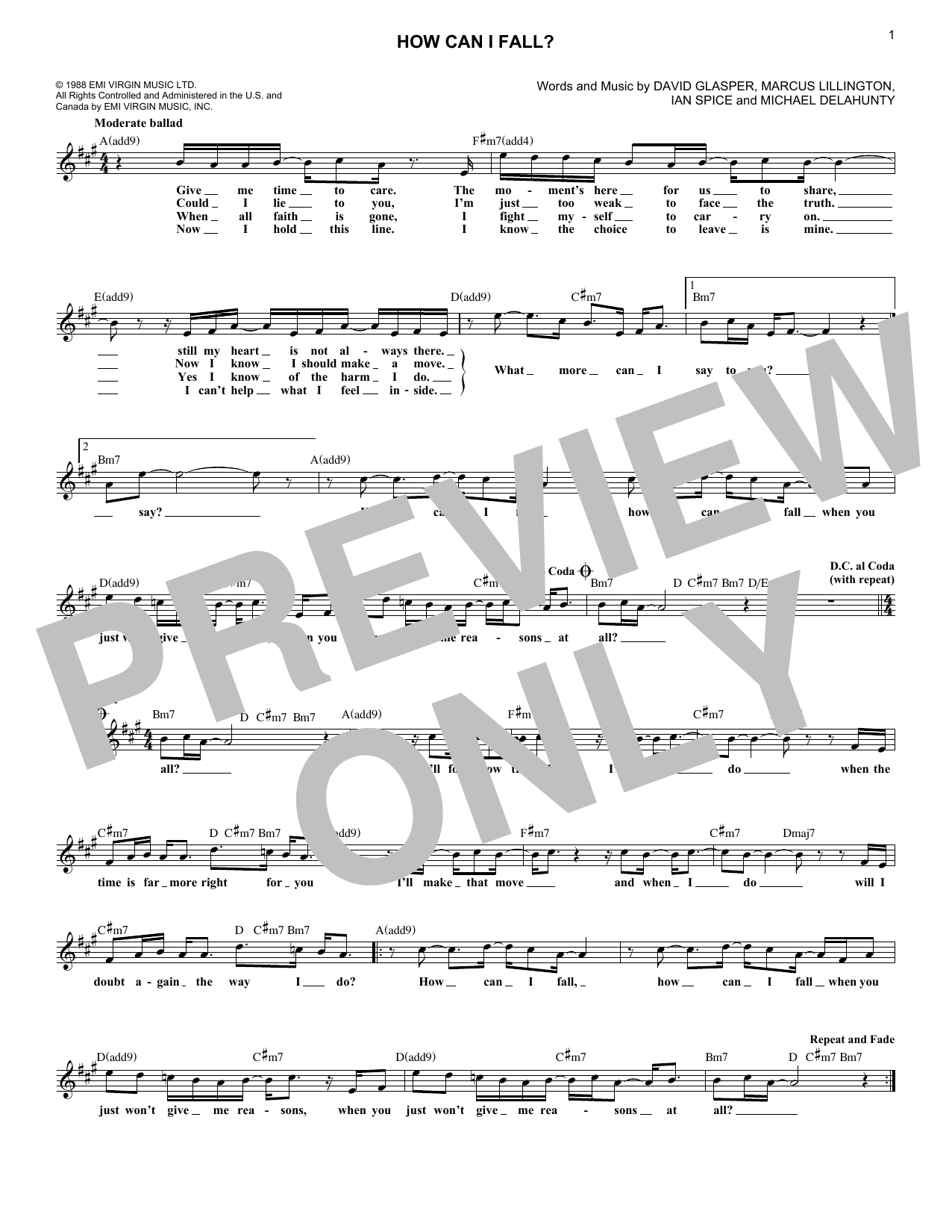 Download Breathe How Can I Fall? Sheet Music