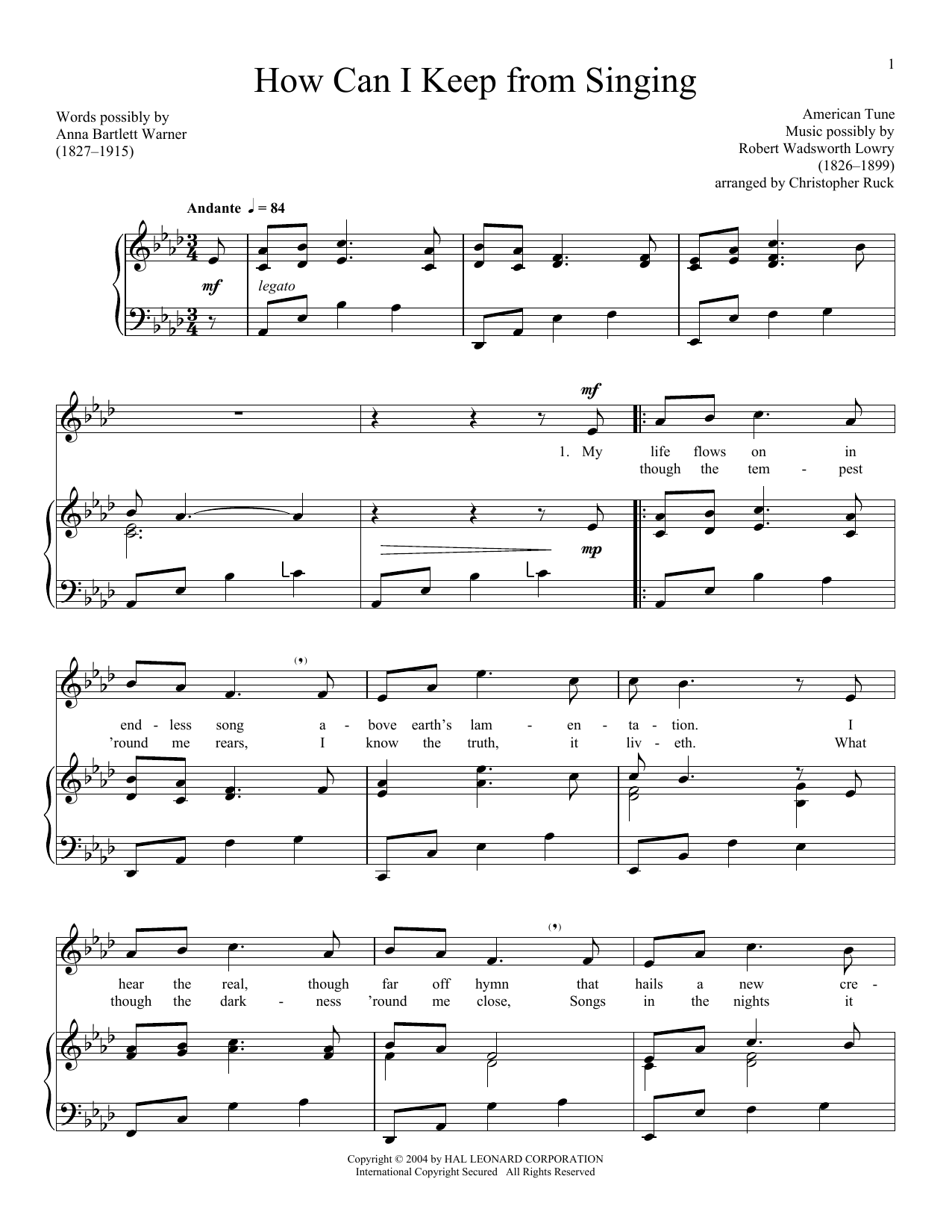 Download Traditional American Folksong How Can I Keep From Singing Sheet Music