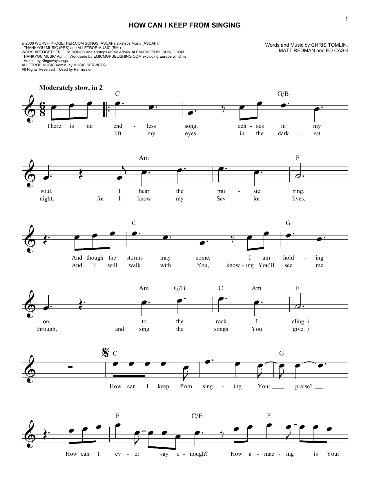 Download Chris Tomlin How Can I Keep From Singing Sheet Music