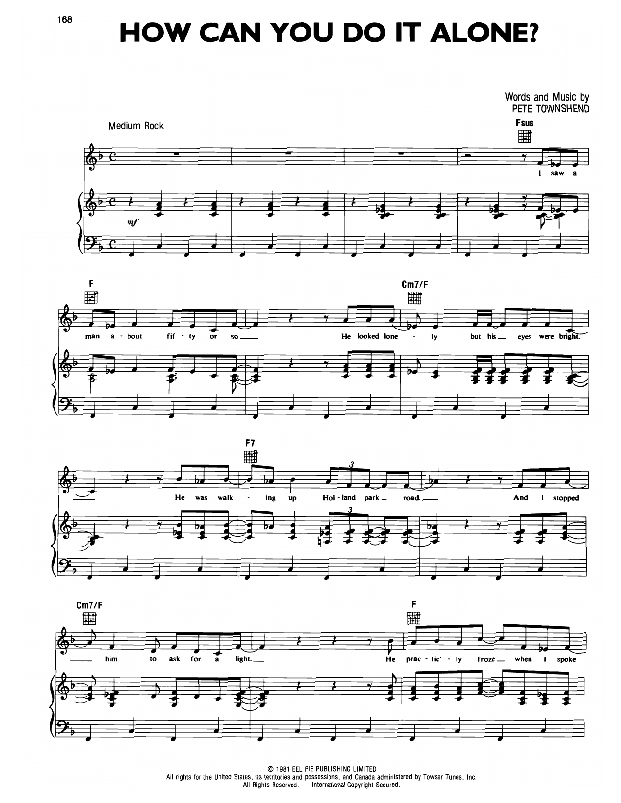 Download The Who How Can You Do It Alone Sheet Music