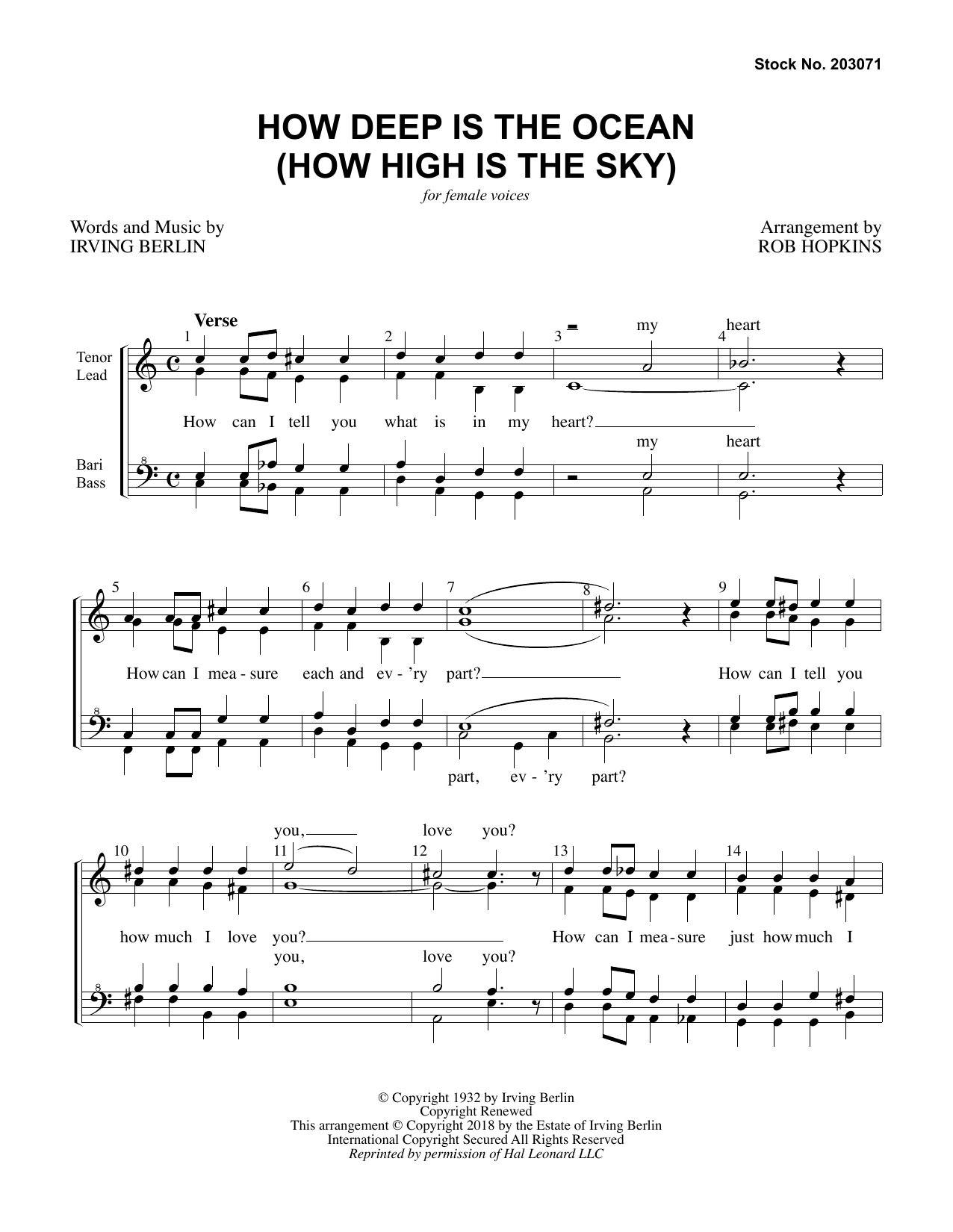Download Irving Berlin How Deep Is The Ocean (How High Is the Sheet Music