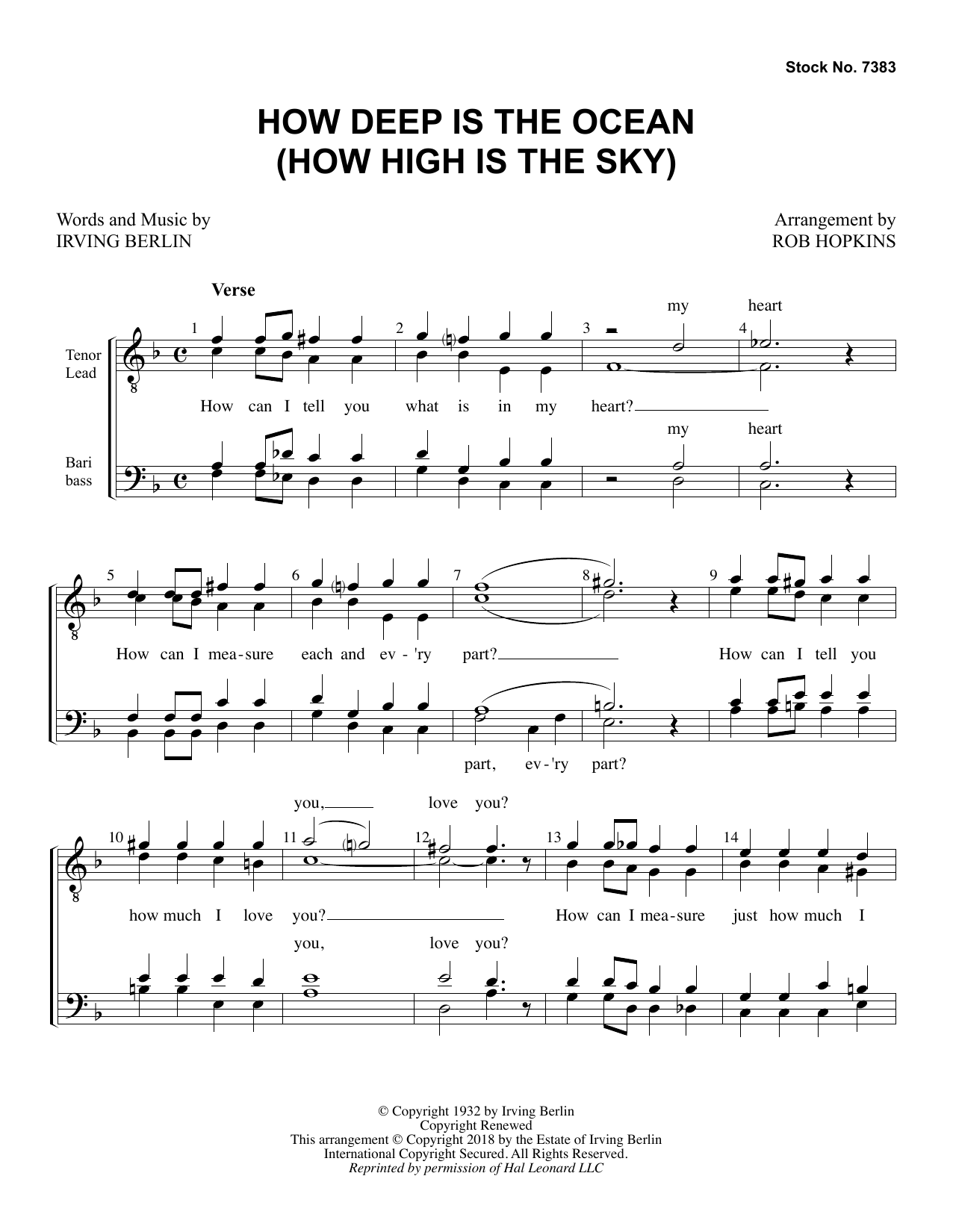 Download Irving Berlin How Deep Is The Ocean (How High Is the Sheet Music