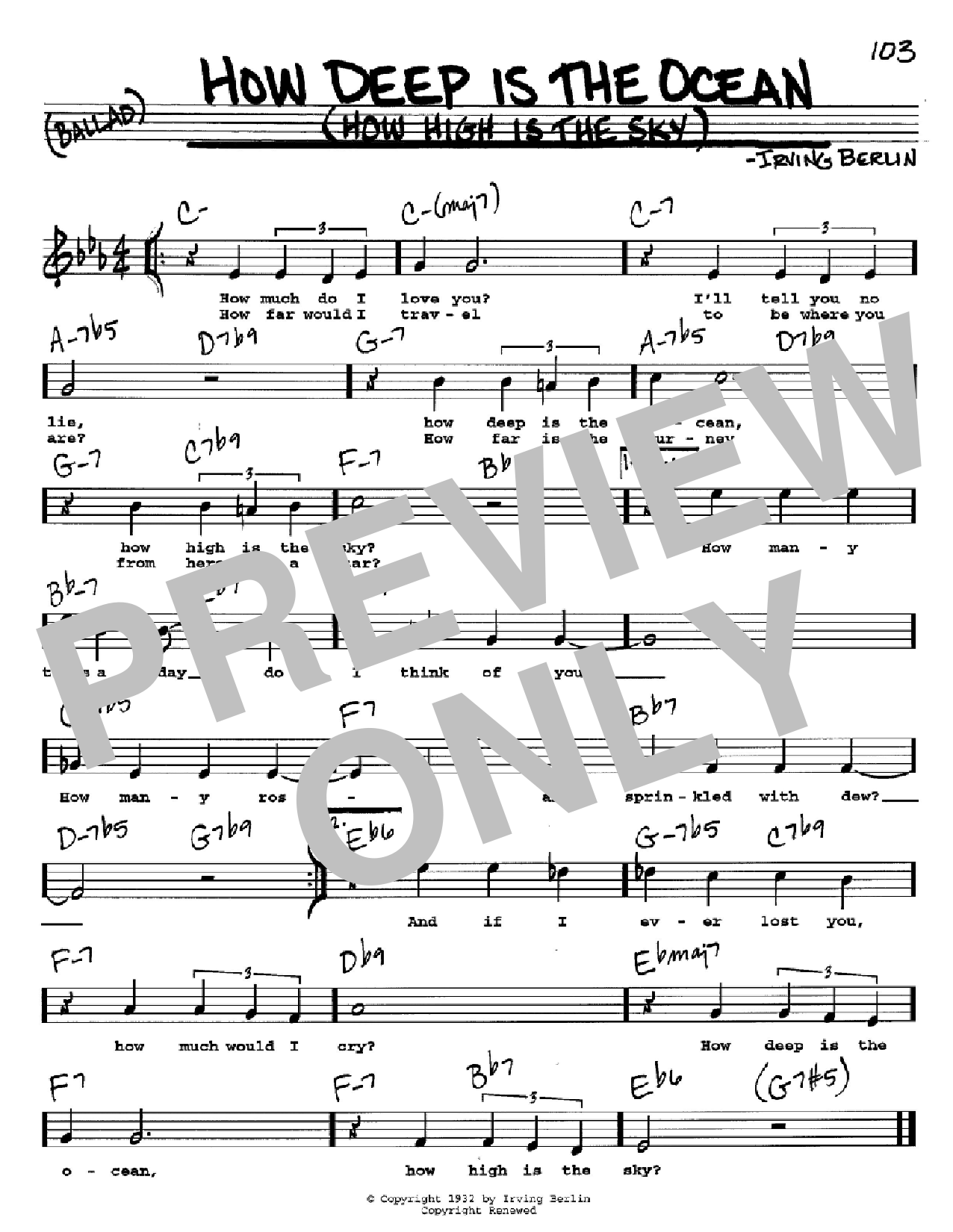 Download Irving Berlin How Deep Is The Ocean (How High Is The Sheet Music
