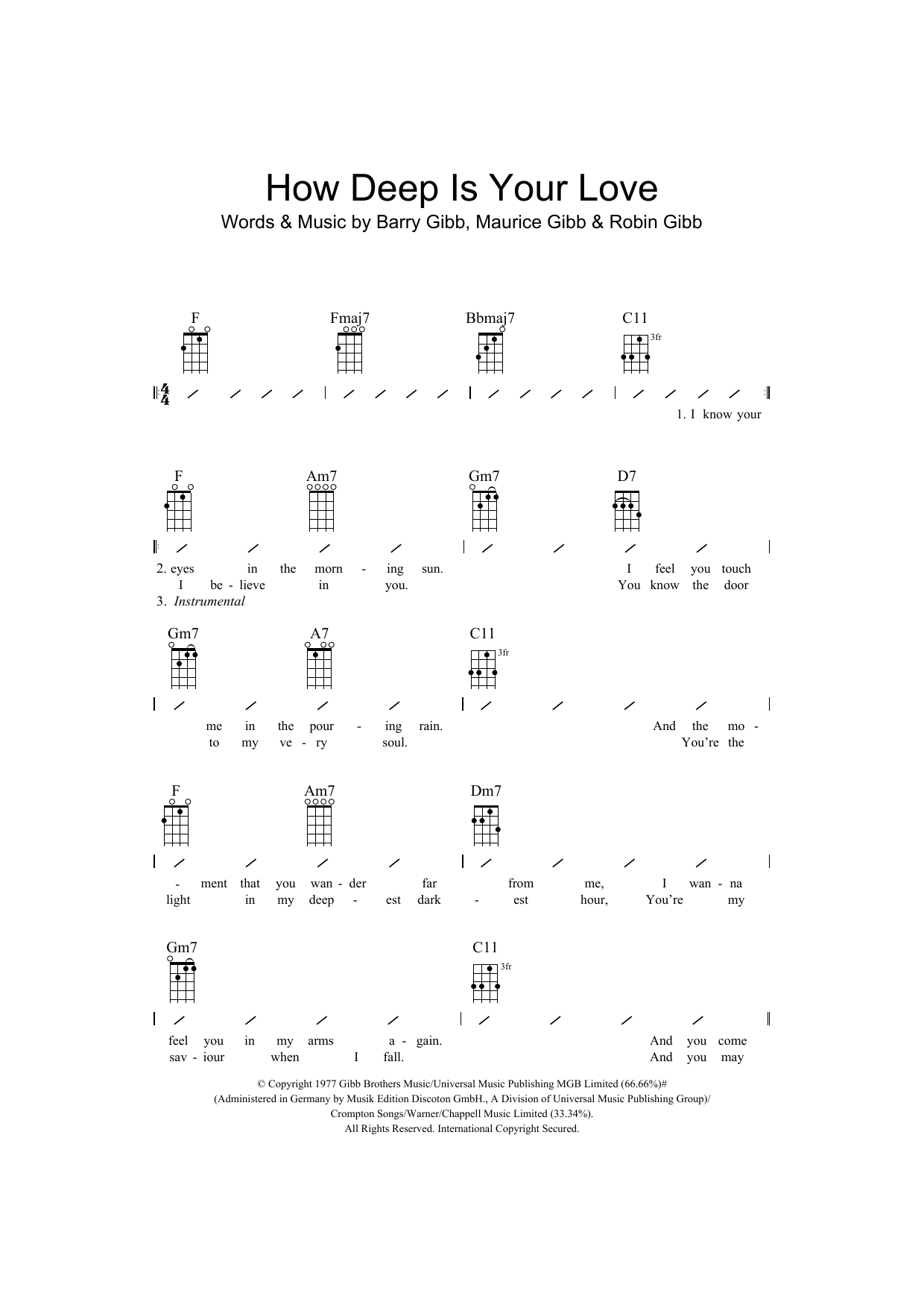 Download Bee Gees How Deep Is Your Love Sheet Music