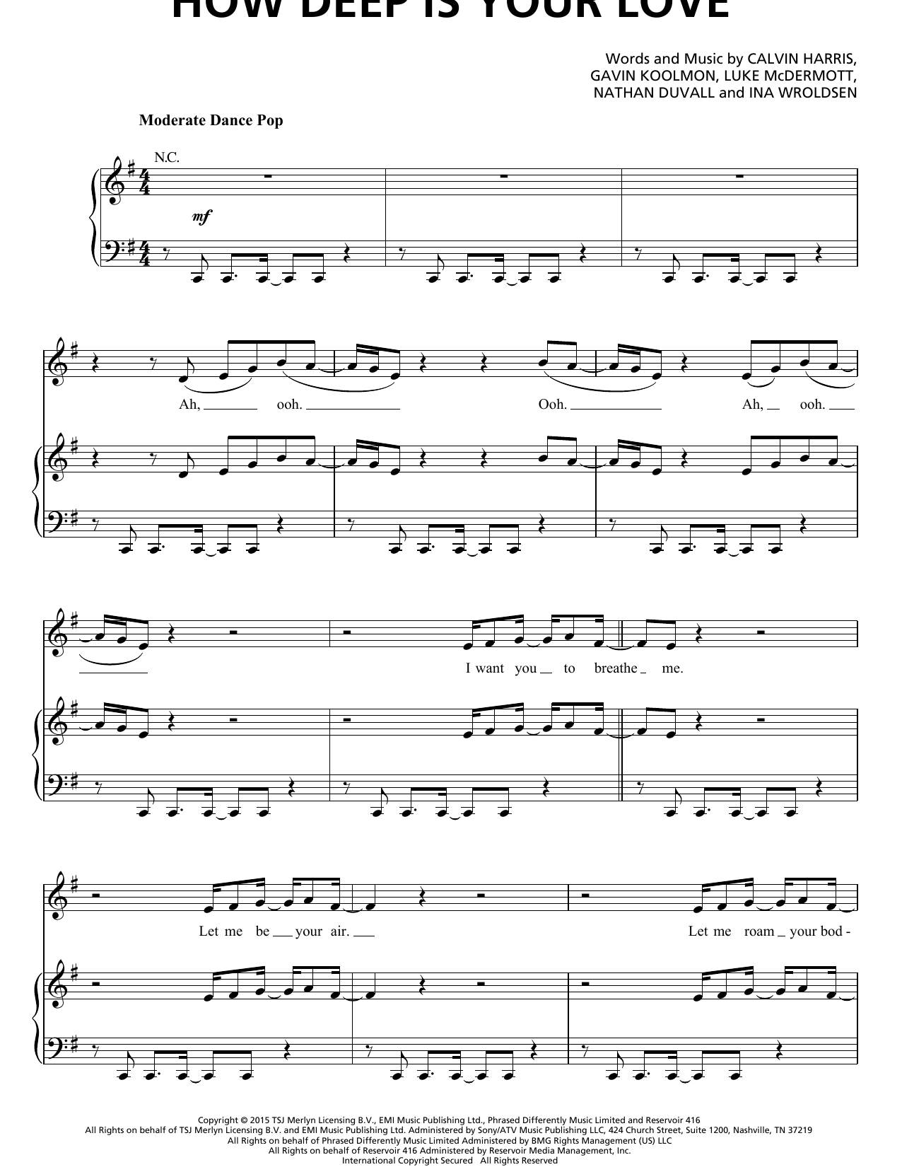 Download Calvin Harris and Disciples How Deep Is Your Love Sheet Music