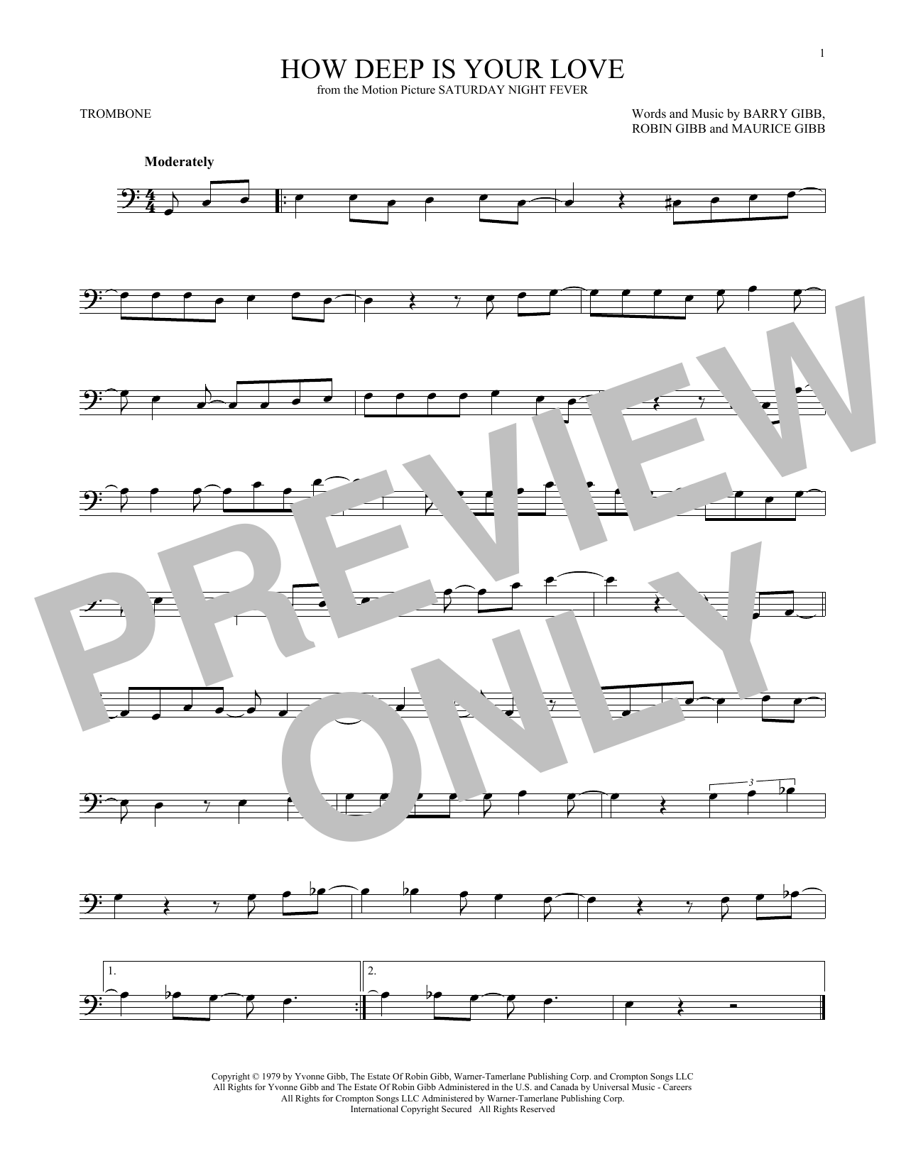 Download The Bee Gees How Deep Is Your Love Sheet Music