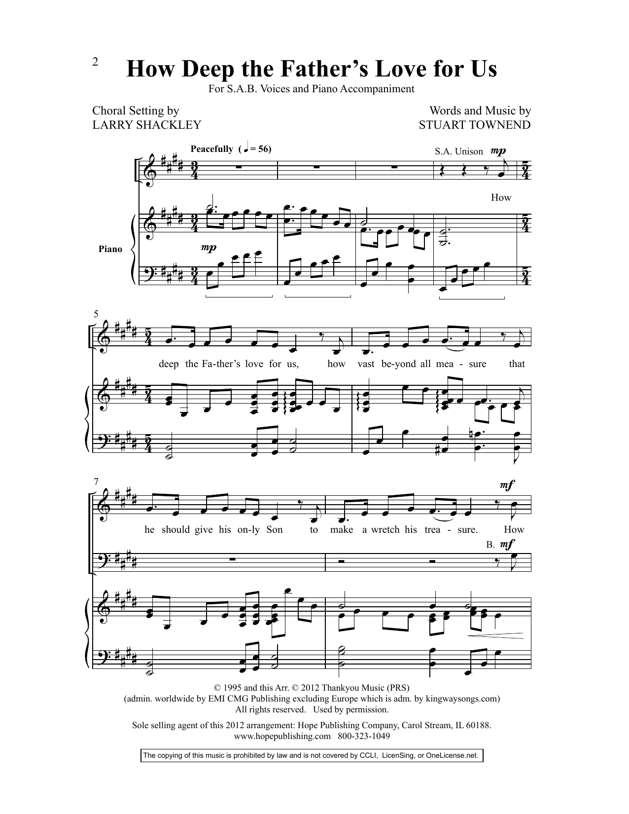 Download Stuart Townend How Deep the Father's Love for Us (arr. Sheet Music