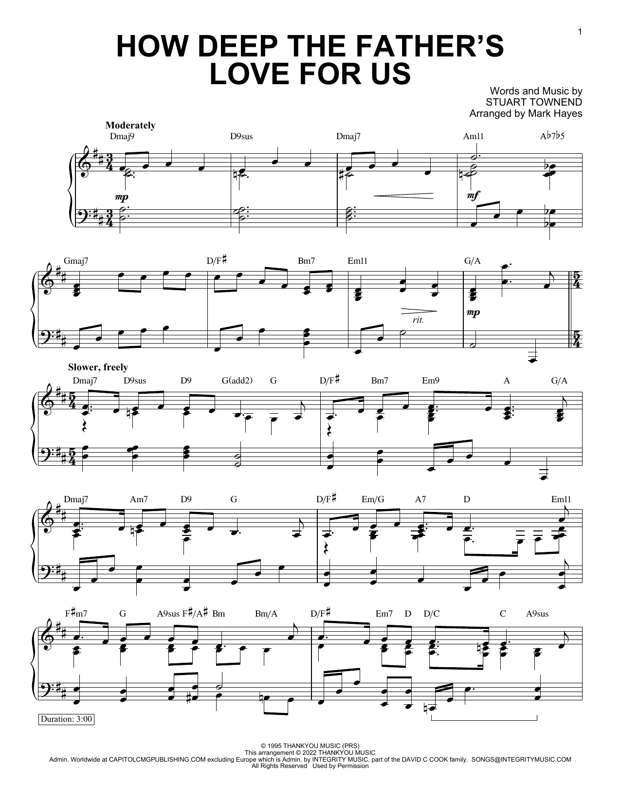 Download Stuart Townend How Deep The Father's Love For Us (arr. Sheet Music