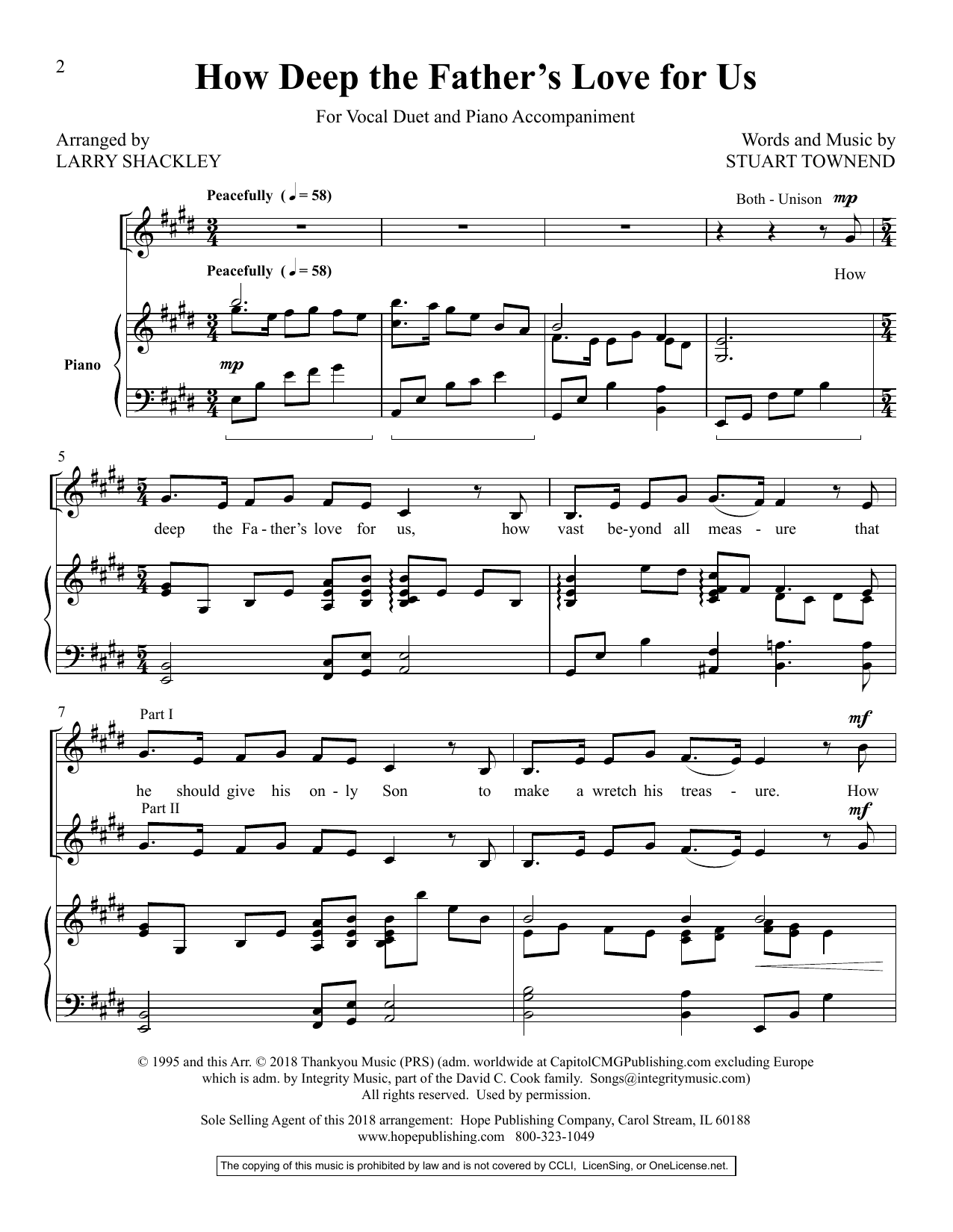 Download Larry Shackley How Deep the Father's Love for Us Sheet Music