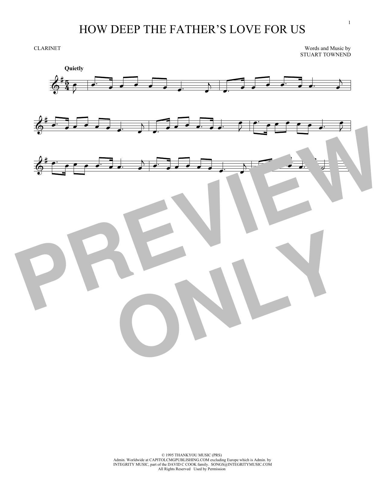 Stuart Townend How Deep The Father's Love For Us sheet music notes printable PDF score