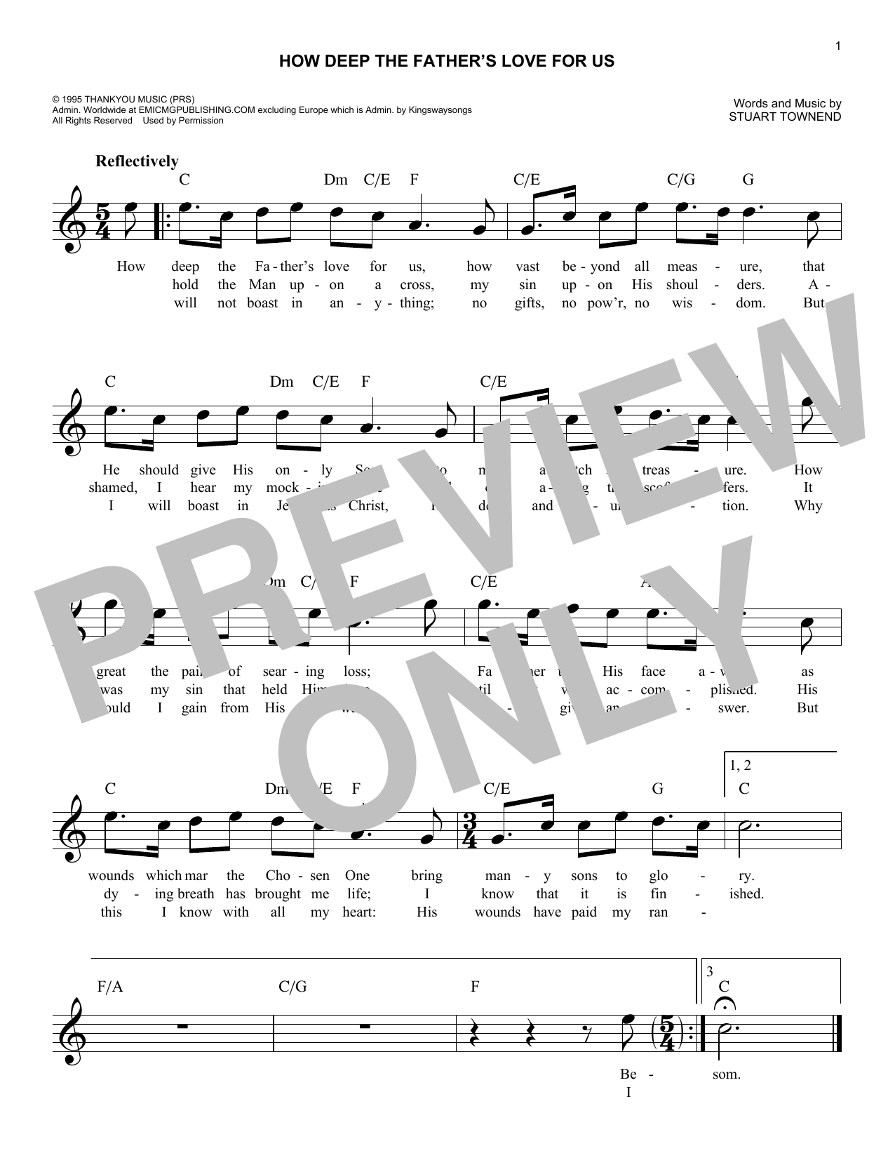 Download Stuart Townend How Deep The Father's Love For Us Sheet Music