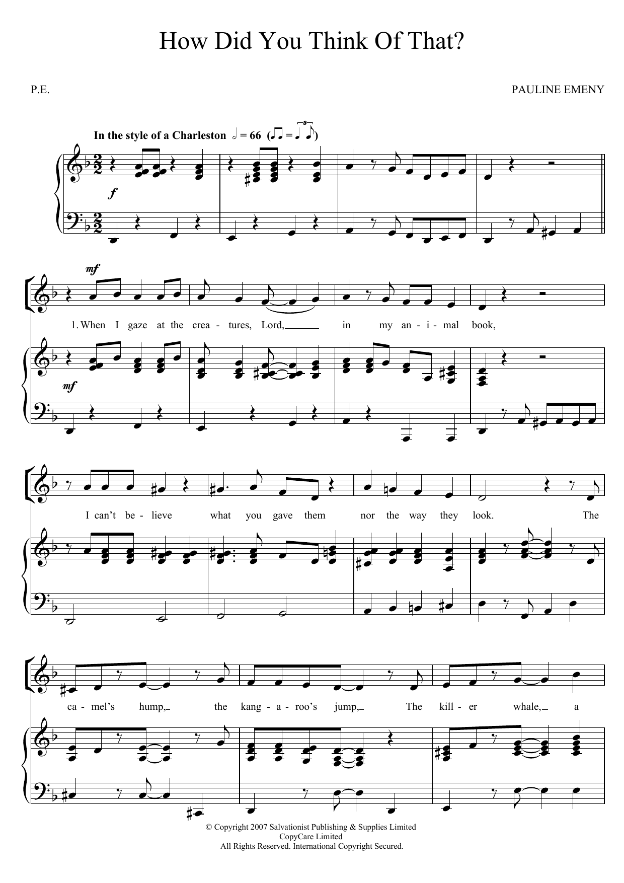 Download The Salvation Army How Did You Think Of That Sheet Music
