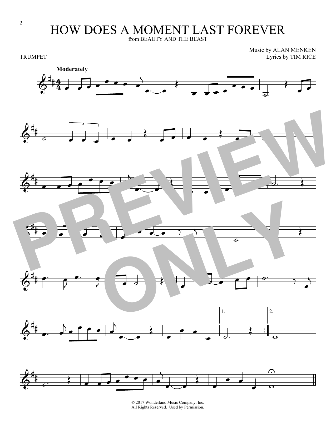 Download Alan Menken How Does A Moment Last Forever Sheet Music