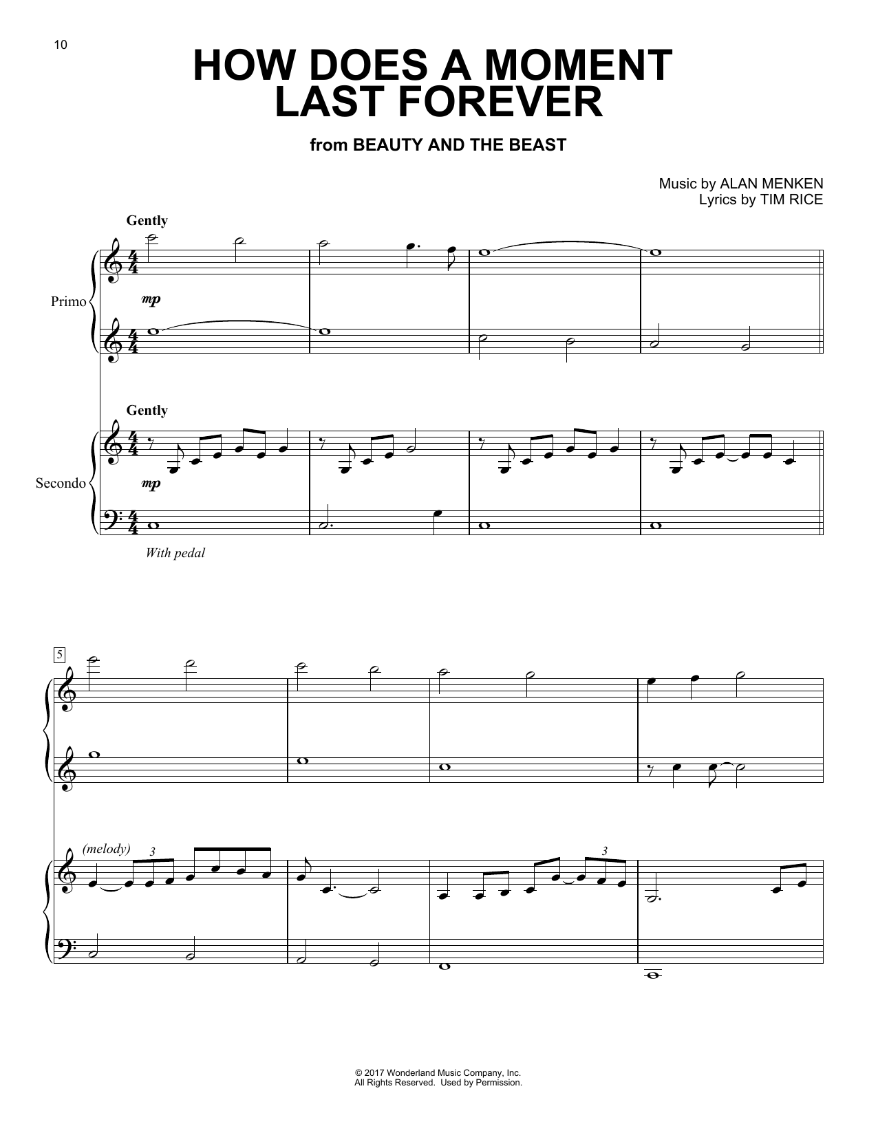 Download Alan Menken How Does A Moment Last Forever (from Be Sheet Music