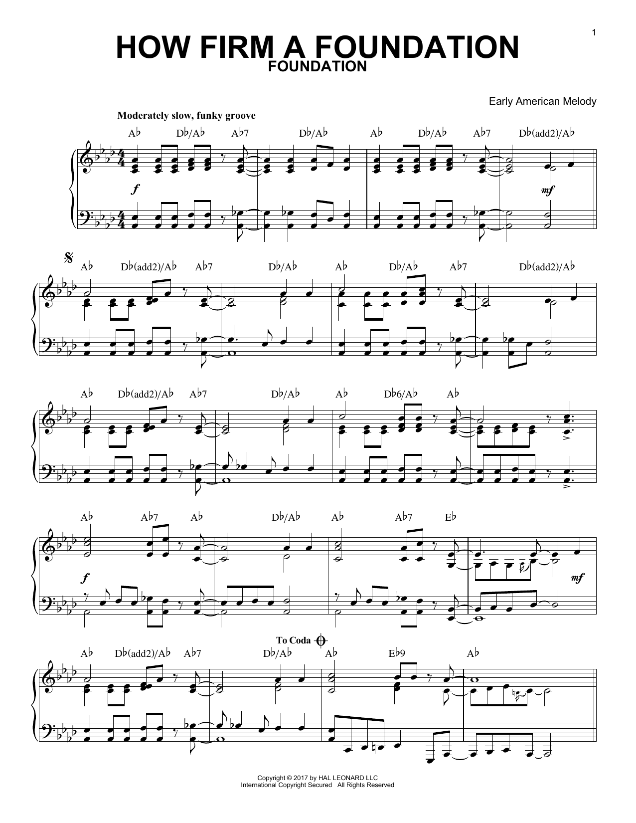 Download Early American Melody How Firm a Foundation [Jazz version] Sheet Music