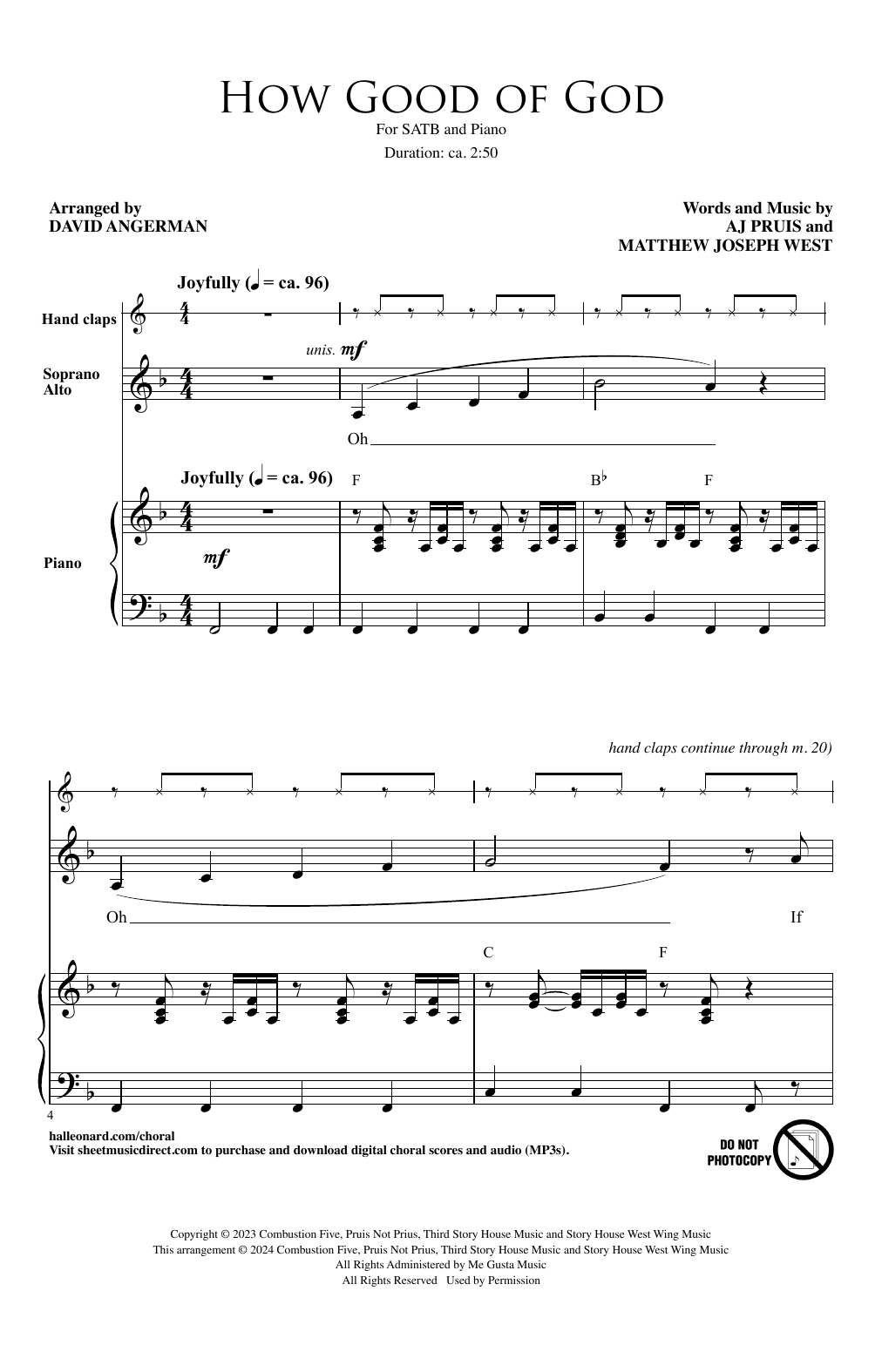 Matthew West How Good Of God (arr. David Angerman) sheet music notes printable PDF score