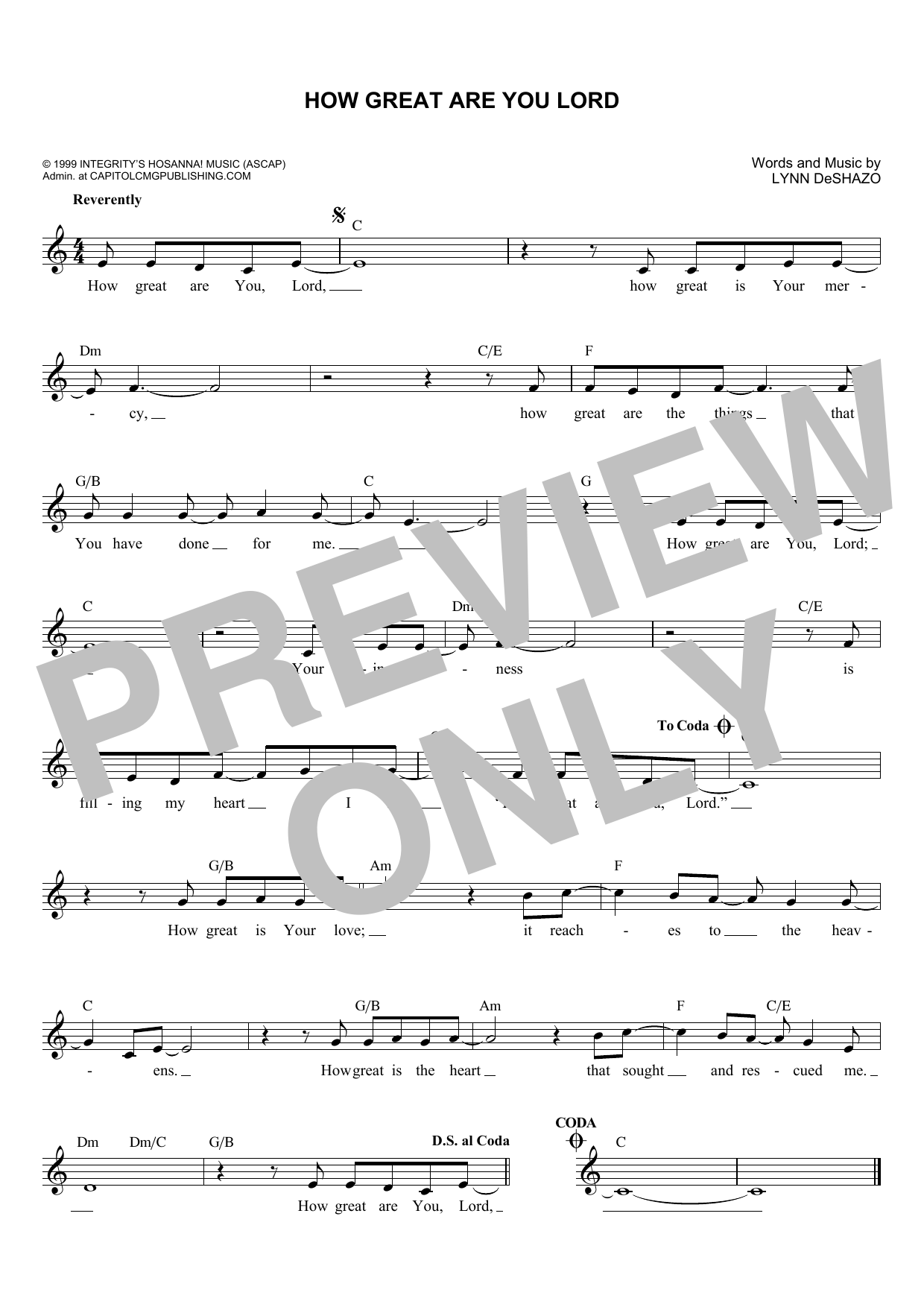 Download Lynn DeShazo How Great Are You Lord Sheet Music