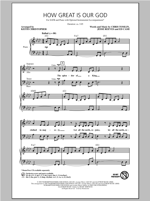 Download Keith Christopher How Great Is Our God Sheet Music