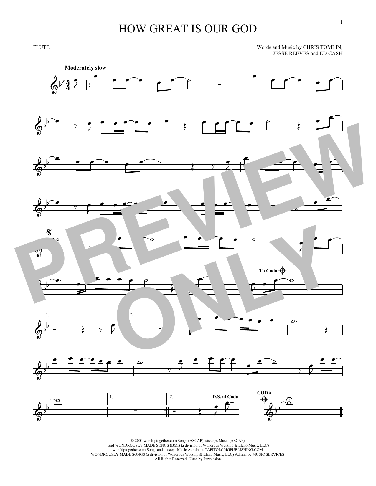 Chris Tomlin How Great Is Our God sheet music notes printable PDF score