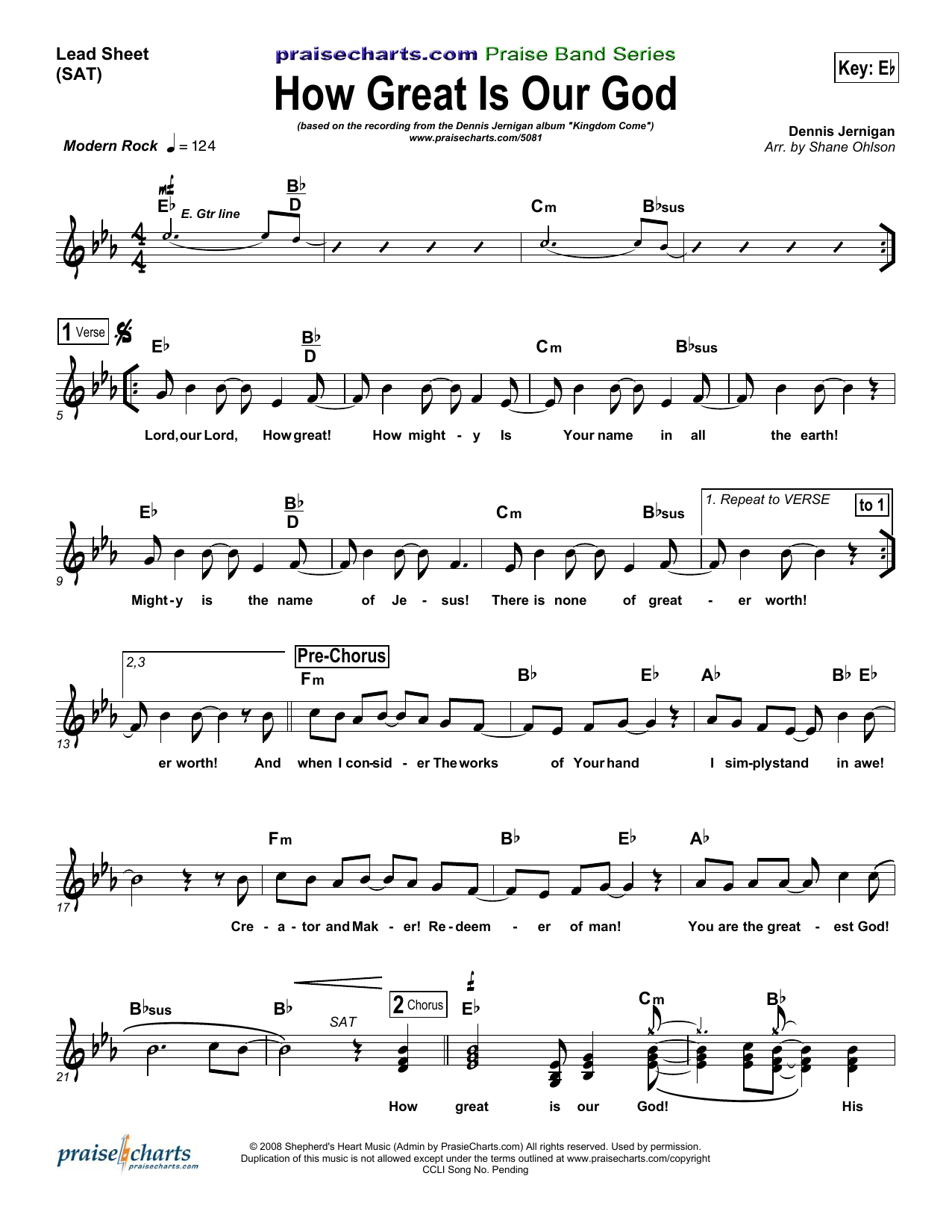Download Dennis Jernigan How Great Is Our God Sheet Music