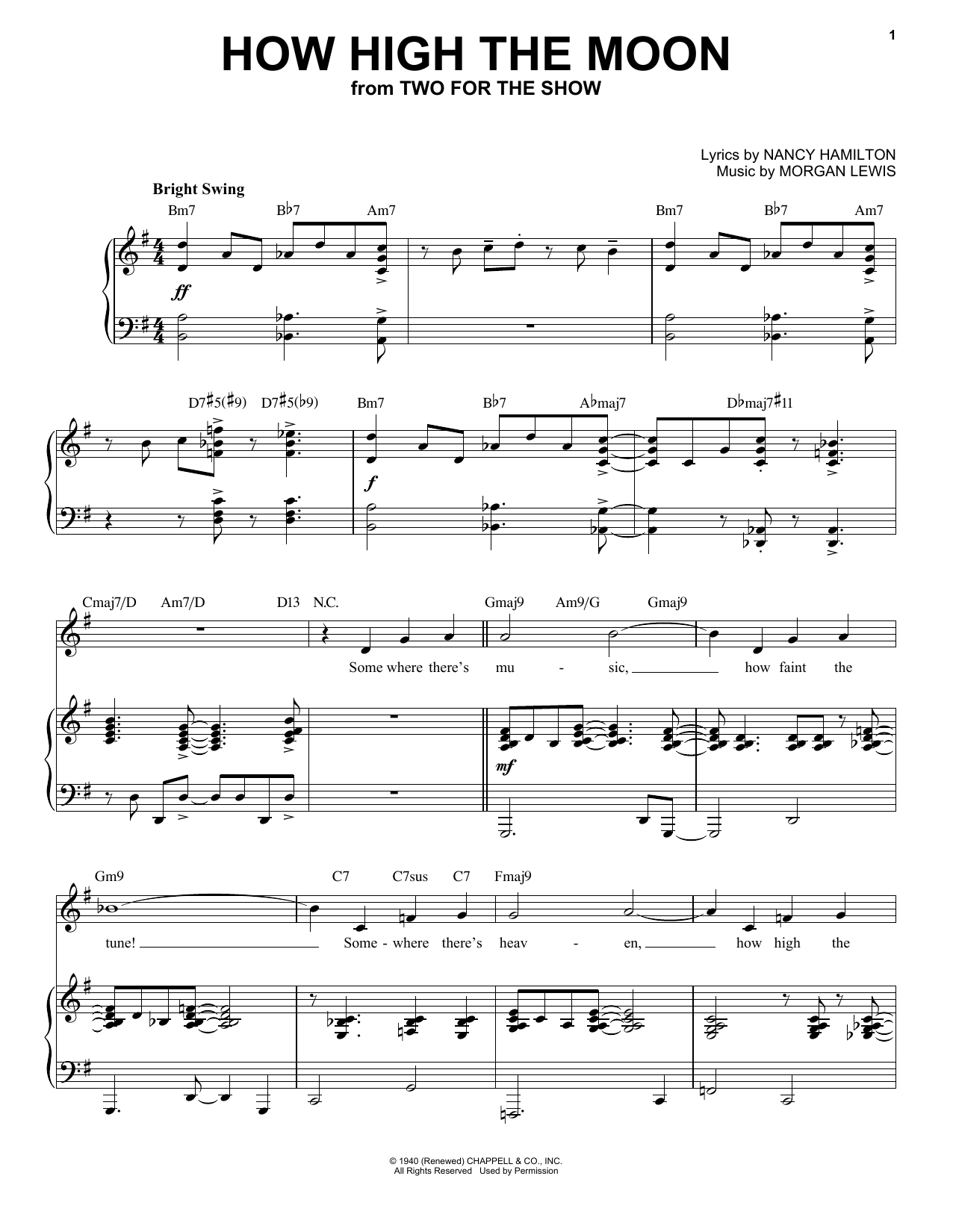 Download Nancy Hamilton and Morgan Lewis How High The Moon [Jazz version] (arr. Sheet Music