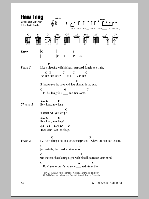 Download Eagles How Long Sheet Music