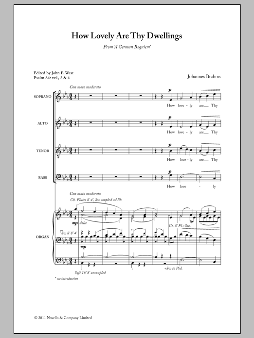 Download Johannes Brahms How Lovely Are Thy Dwellings Sheet Music