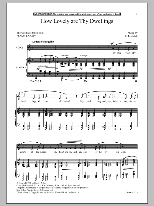 Download Samuel Liddle How Lovely Are Thy Dwellings Sheet Music