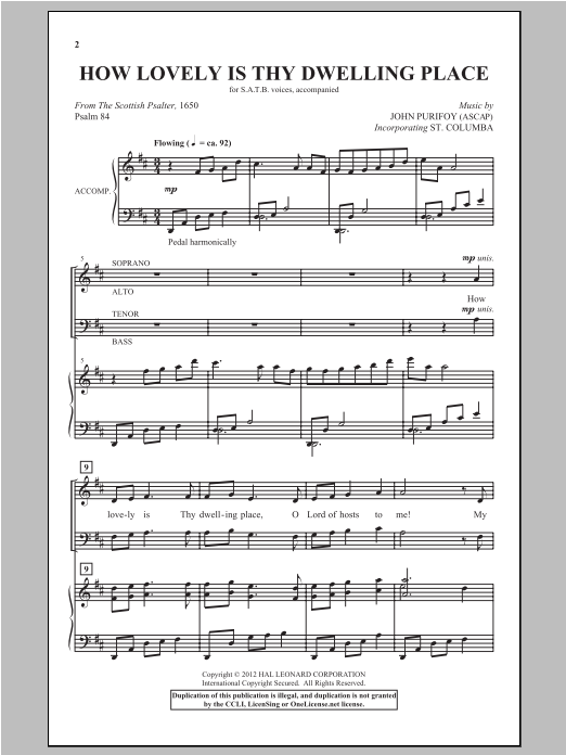 Download John Purifoy How Lovely Is Thy Dwelling Place Sheet Music