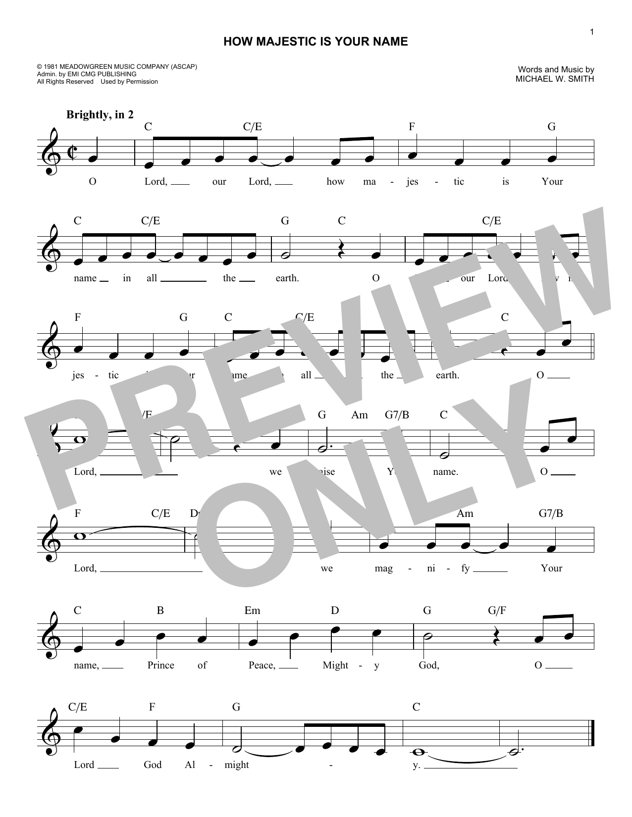 Download Michael W. Smith How Majestic Is Your Name Sheet Music