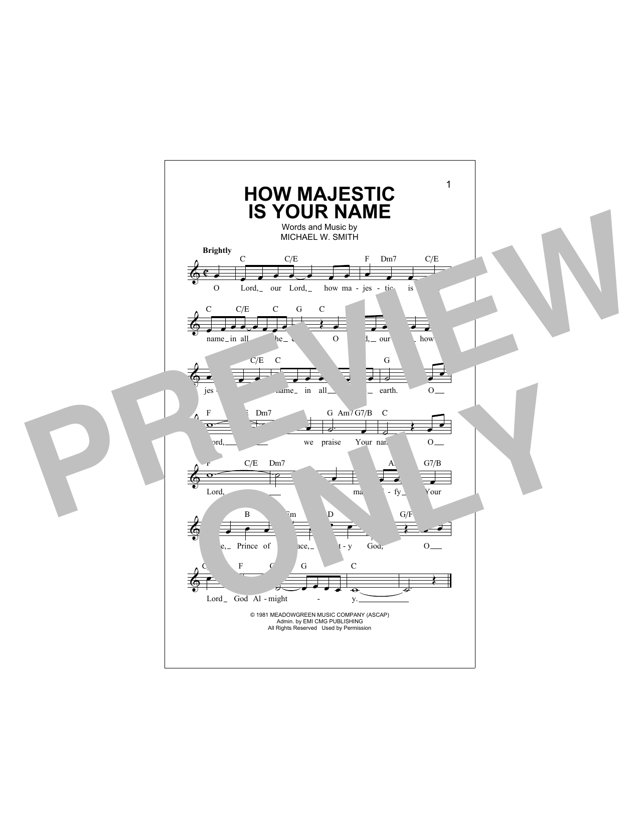 Download Michael W. Smith How Majestic Is Your Name Sheet Music
