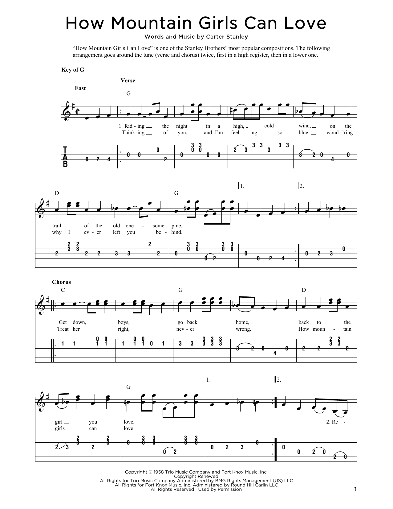 Download The Stanley Brothers How Mountain Girls Can Love (arr. Fred Sheet Music
