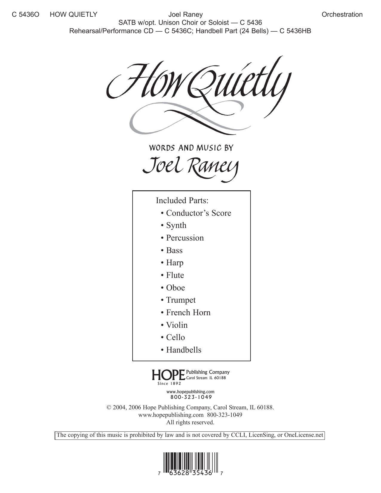 Download Joel Raney How Quietly - Full Score Sheet Music