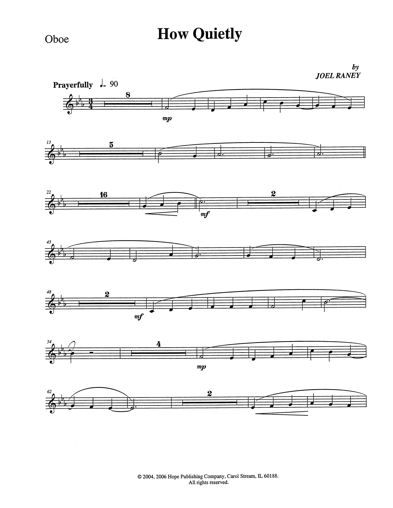 Download Joel Raney How Quietly - Oboe Sheet Music