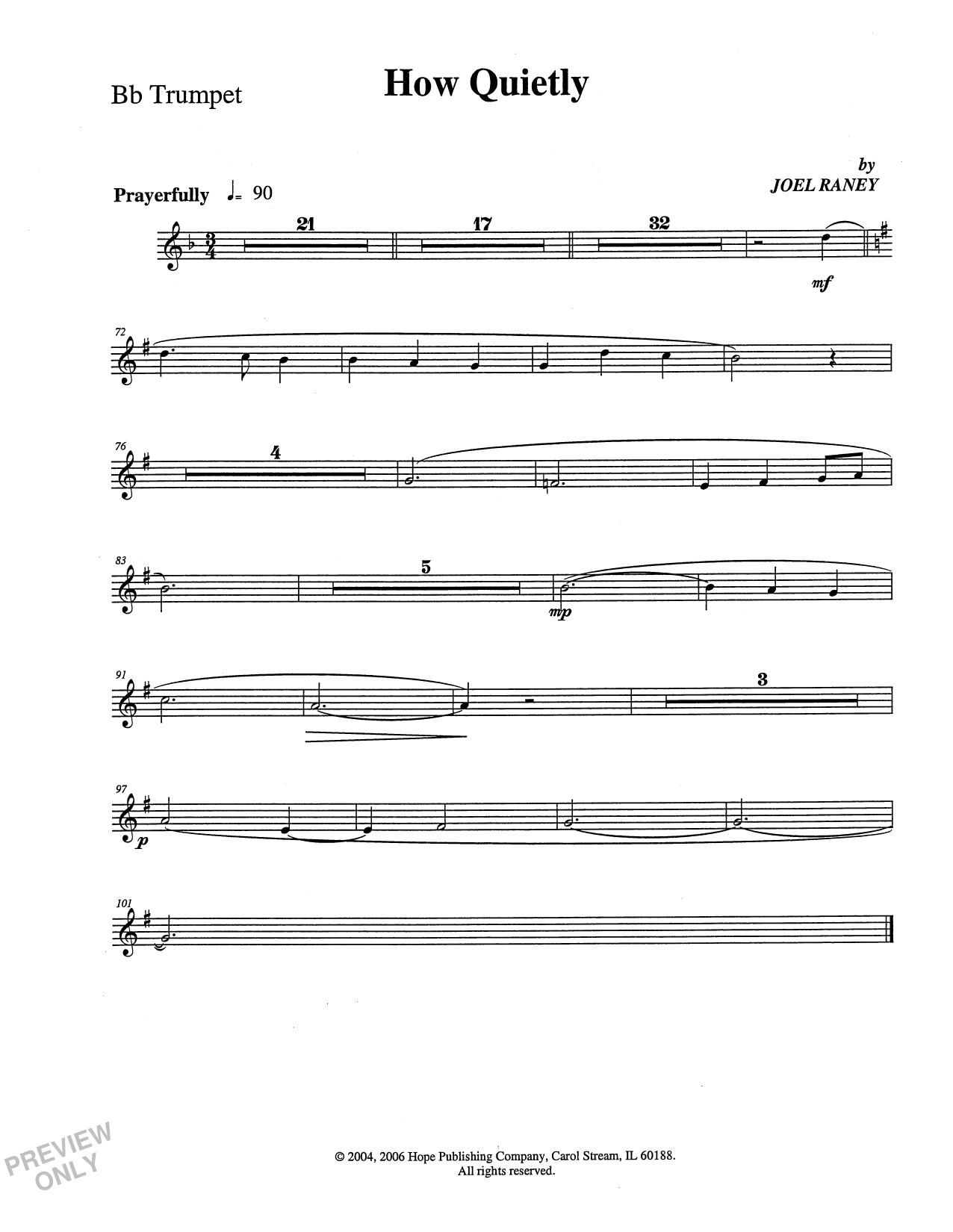 Download Joel Raney How Quietly - Trumpet Sheet Music