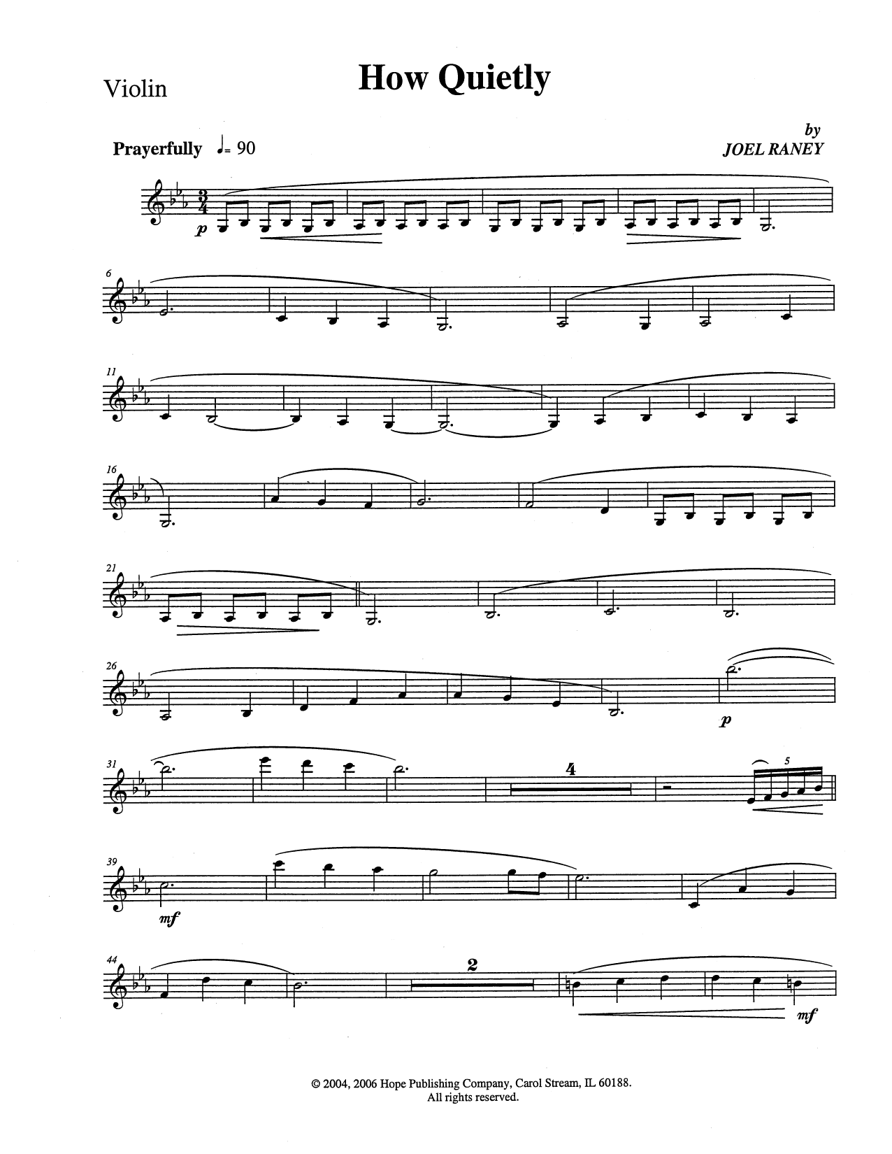 Download Joel Raney How Quietly - Violin Sheet Music