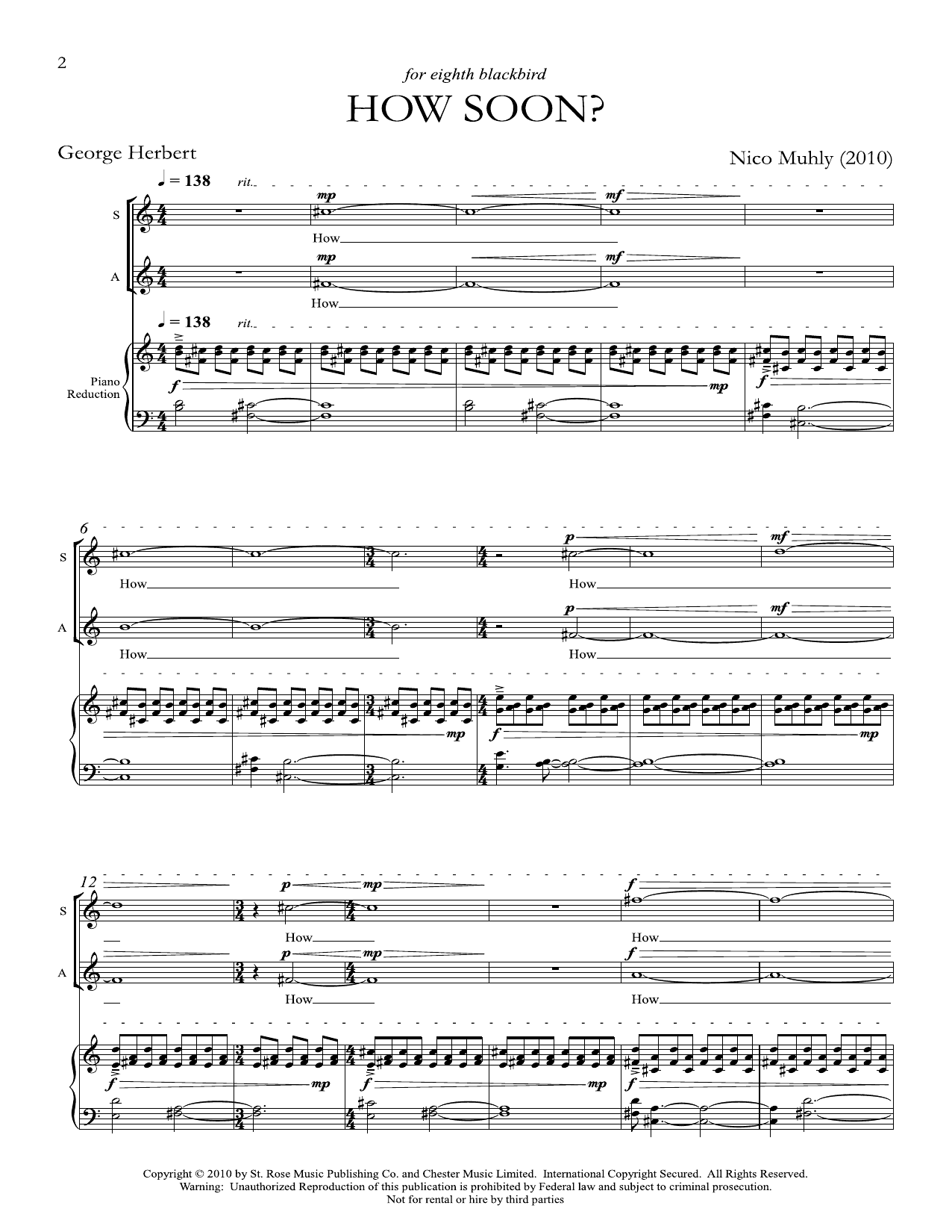 Download Nico Muhly How Soon? Sheet Music