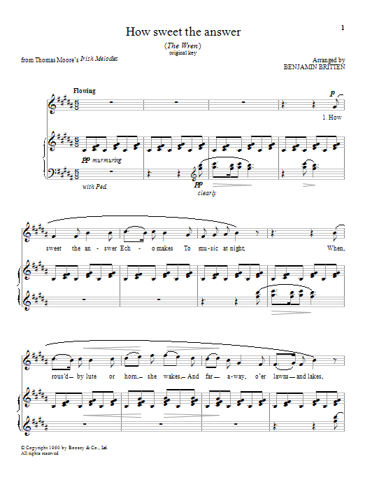 Download Benjamin Britten How sweet the answer Sheet Music