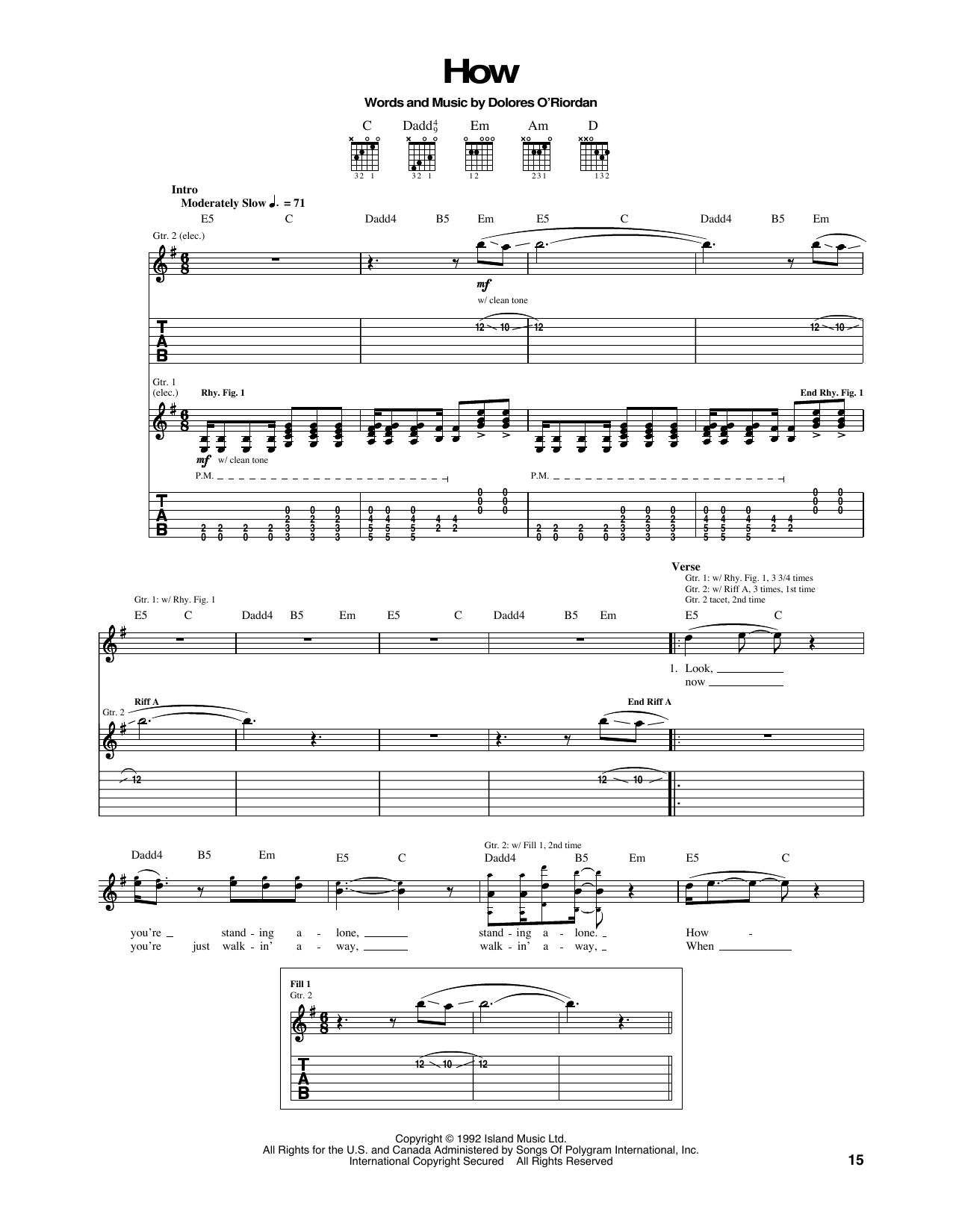 Download The Cranberries How Sheet Music