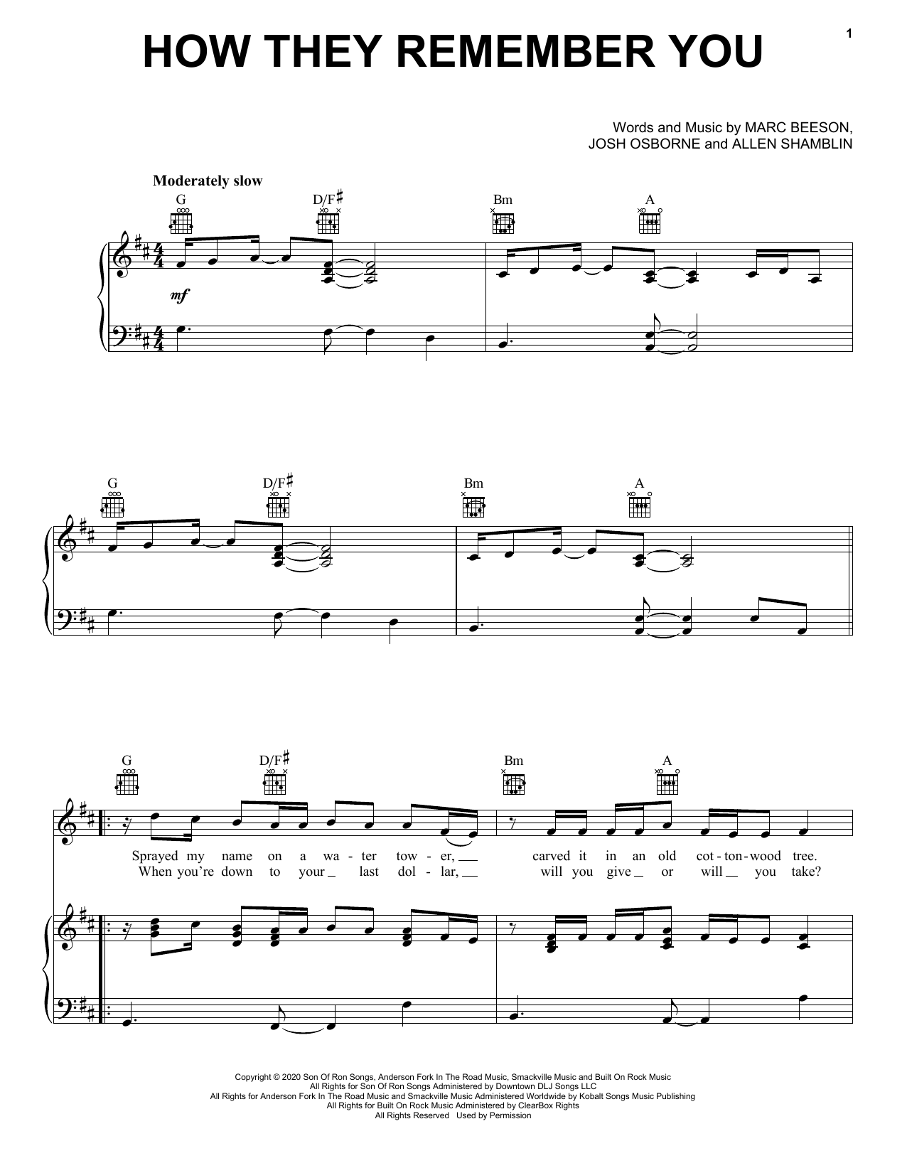 Download Rascal Flatts How They Remember You Sheet Music