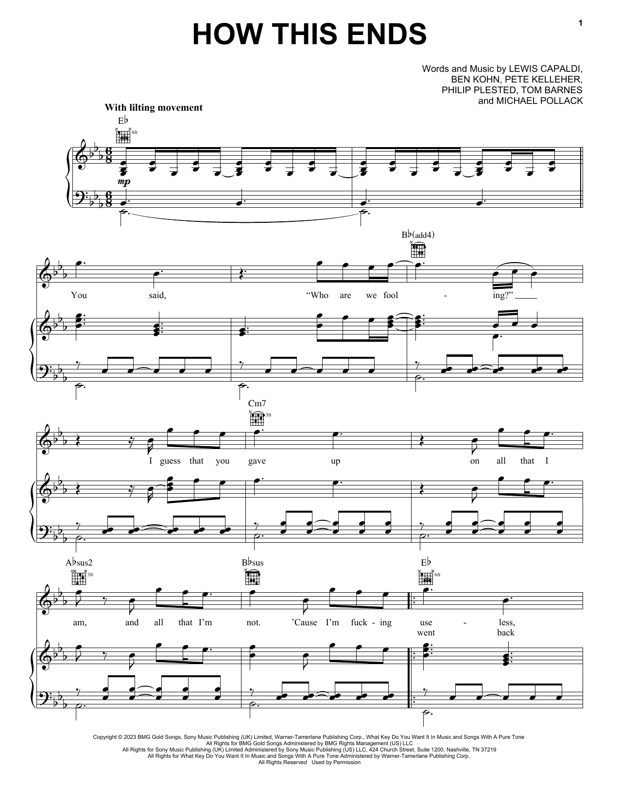 Download Lewis Capaldi How This Ends Sheet Music
